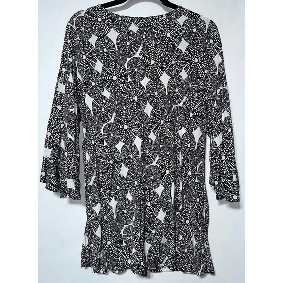 escapada Black print 3/4 flared sleeve tunic shirt size‎ XL - Picture 2 of 7